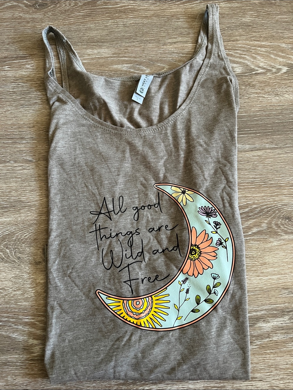 Wild and Free Floral Moon Tank Top - Taupe